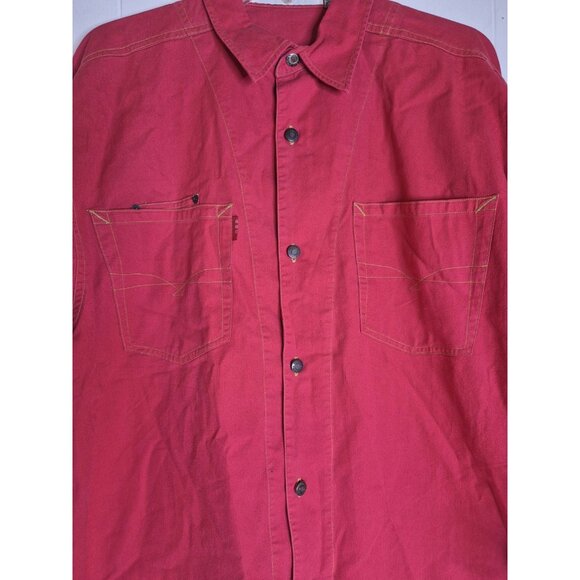 VTG Bugle Boy Long Sleeve Metal Button Up Red Western Shirt Men's Sz L NEW - Picture 9 of 13
